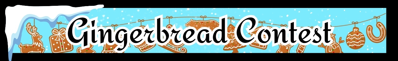 blue background with white snow falling across a string of gingerbread cookies