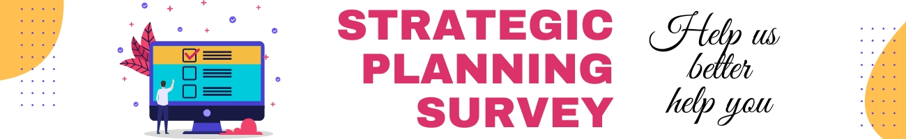 gold blobs with blue dots in the corners with a cartoon computer screen showing a check marked survey