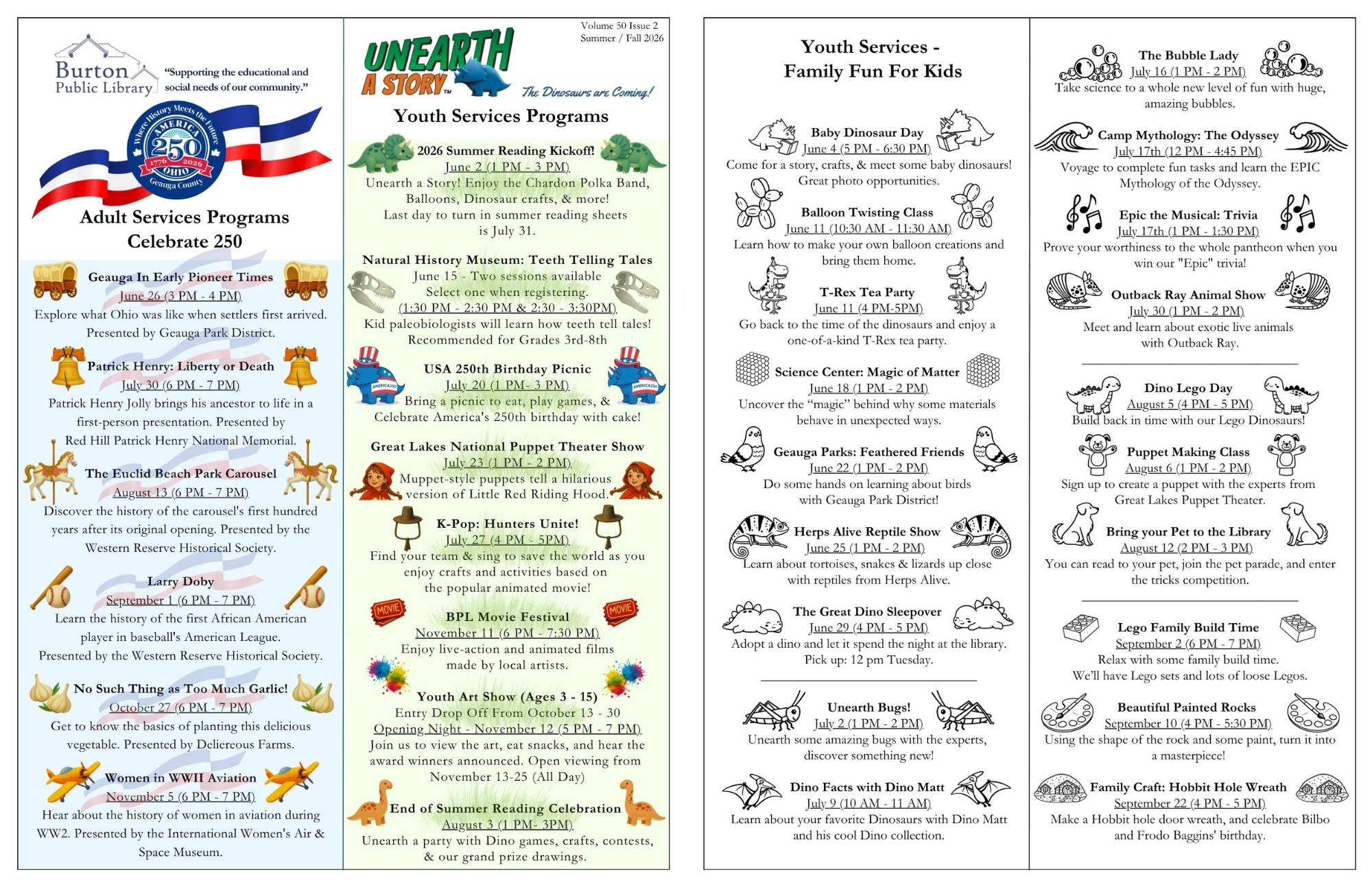 first and second page spread of 2026 Newsletter