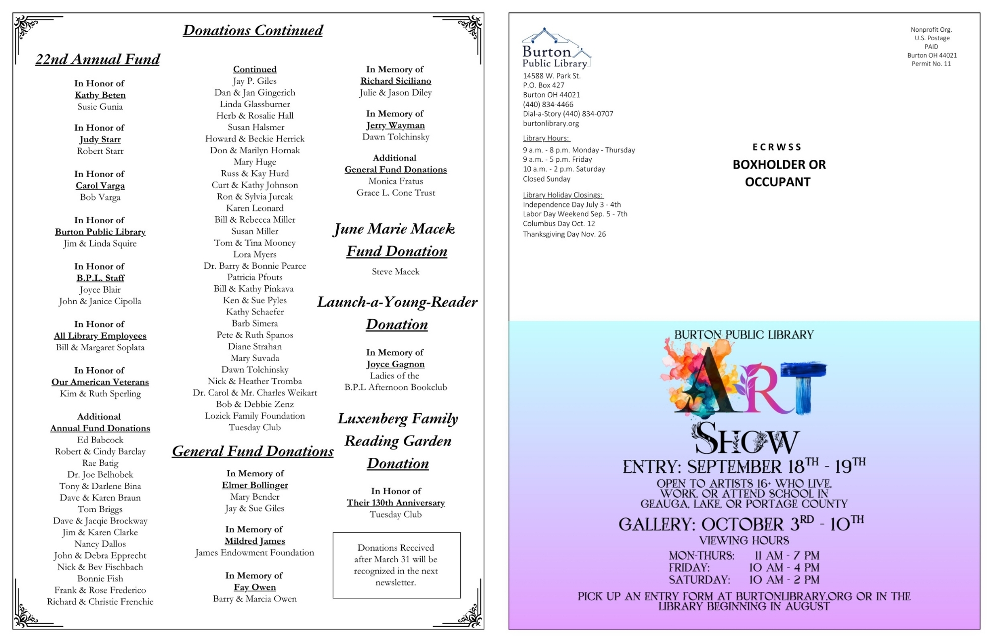 Seventh and eighth page spreads of the Newsletter