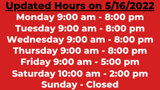 Updated BPL Hours on 5/16 