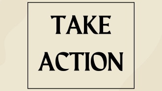 Take Action written on a tan background for calling patrons to contact the Ohio Governor.