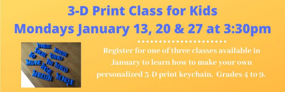 3-D Print Class for Kids