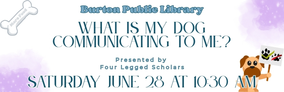  What is my dog communicating to me? image with date of program June 28 at 10:30 AM