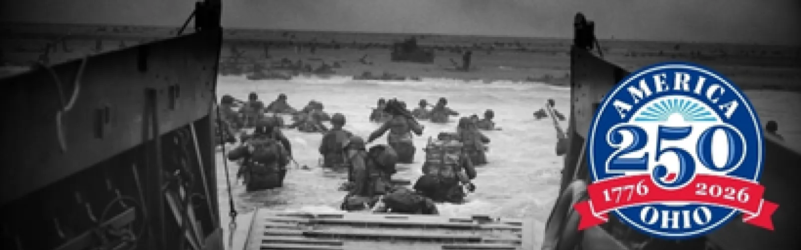 normandy ww2 invasion with america 250 logo