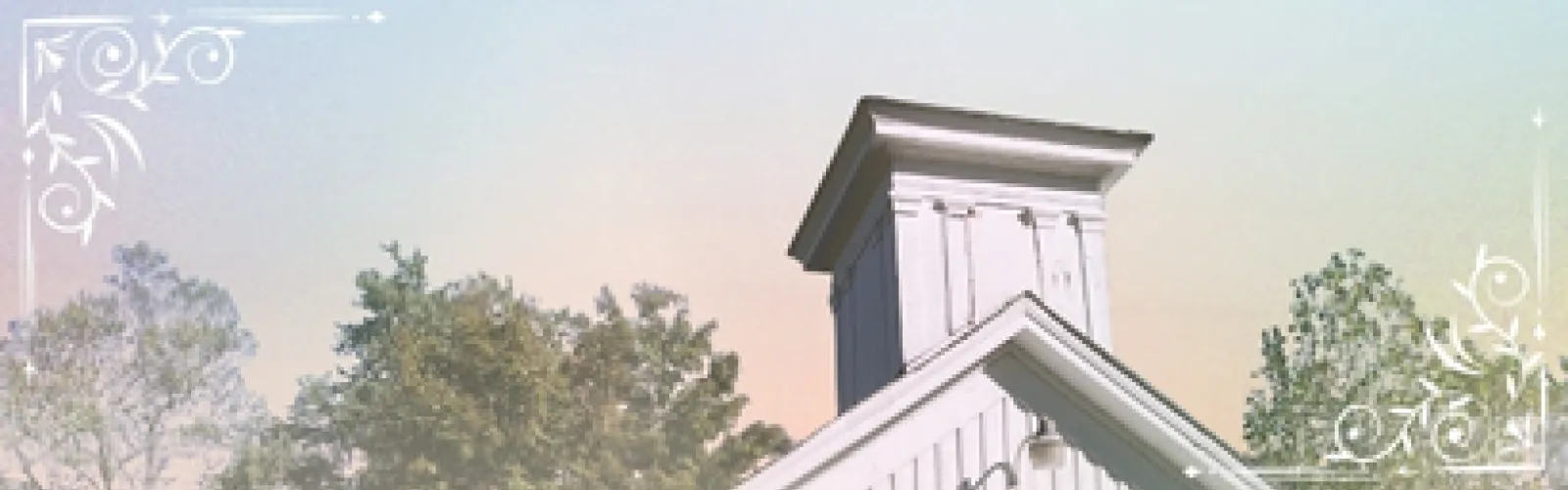 colorful sunset behind the Newbury union chapel