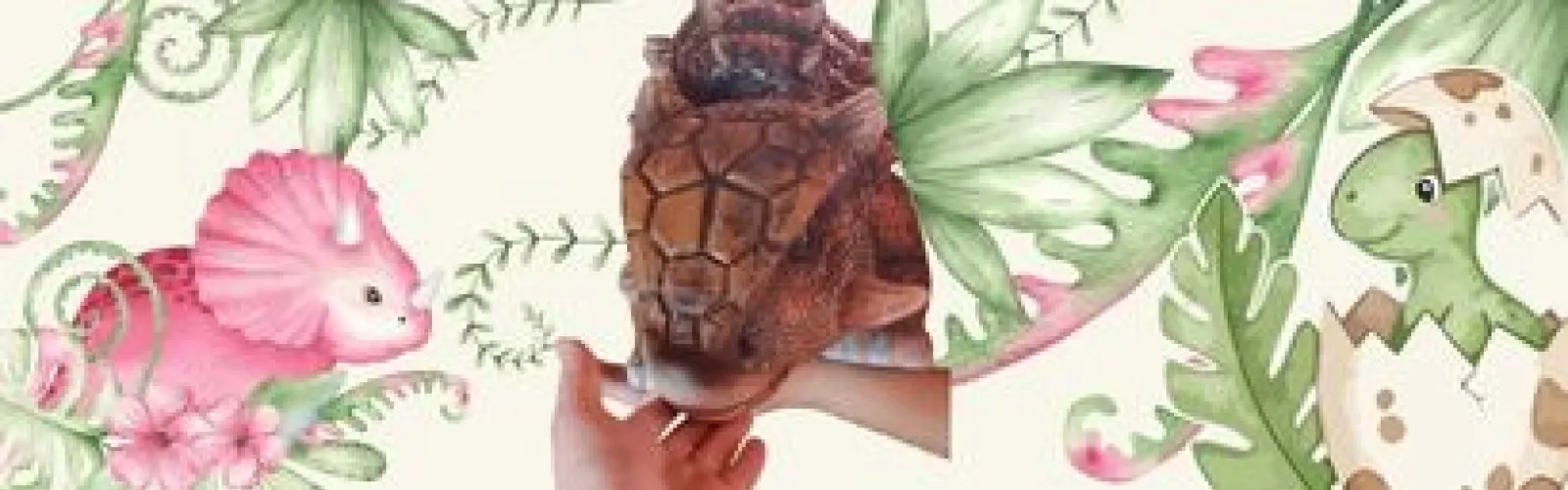 3 baby dinosaurs on a background of vines