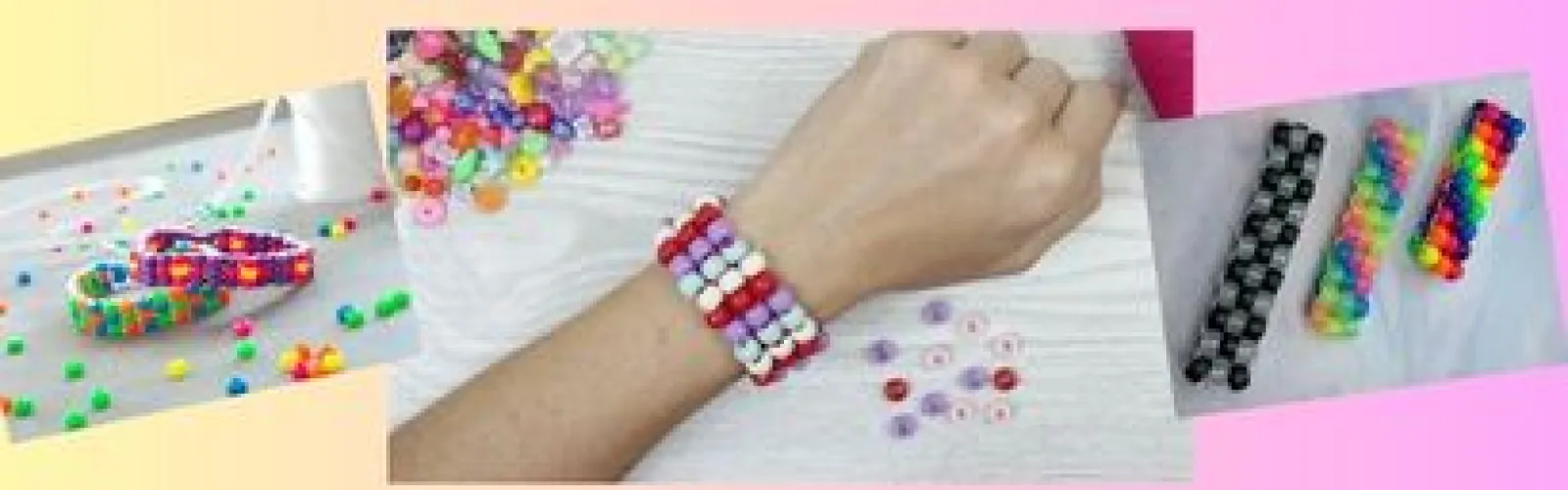 Kandi bead bracelets on an arm