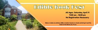 orange background with information about Edible Book Festival 2026